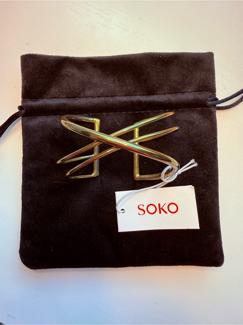 SOKO Gold Crisscross Cuff Bracelet